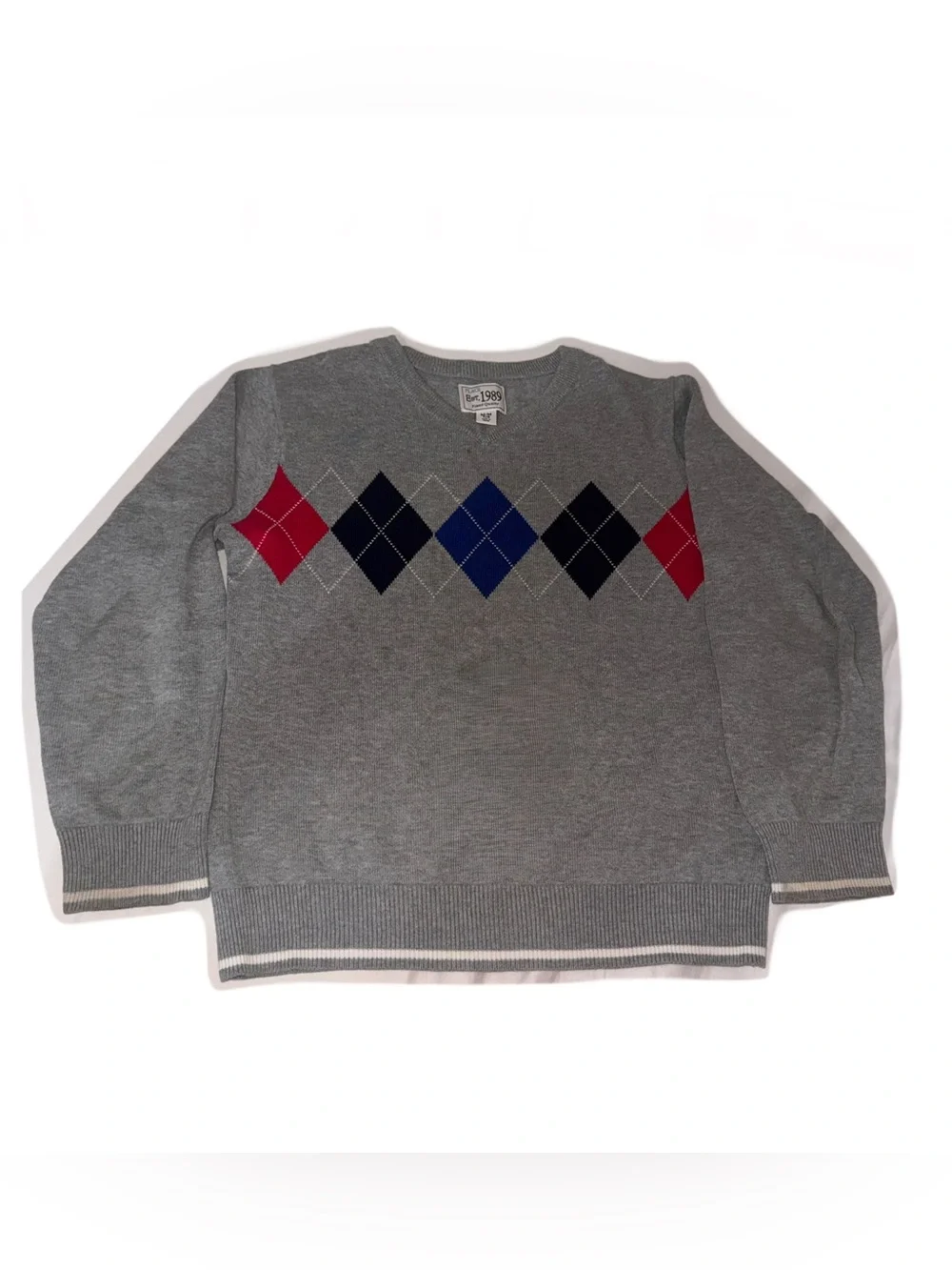 The Children’s Place Grey Argyle Crewneck Sweater